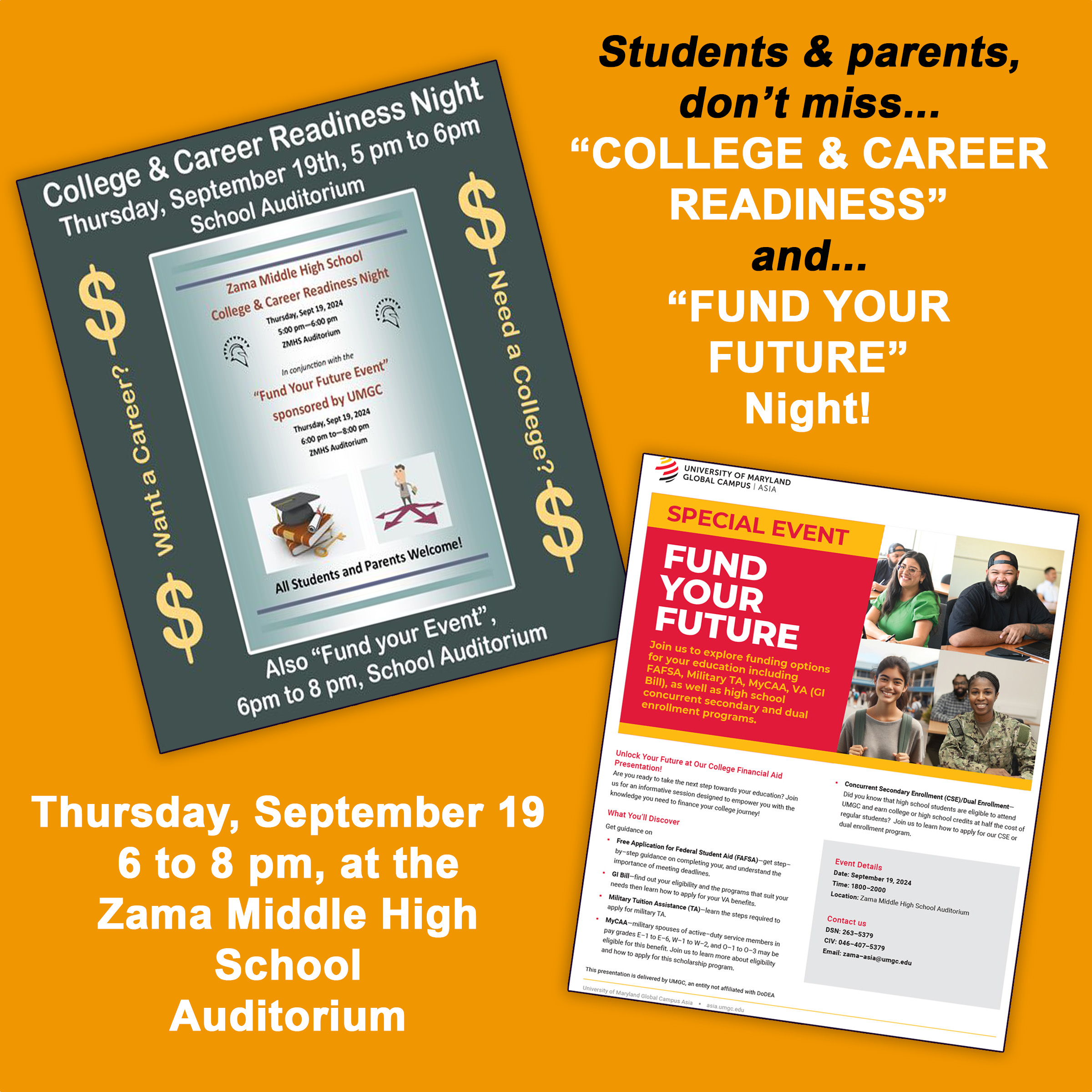 College and Career Readiness Night, How to Fund Your Event graphic, 2024