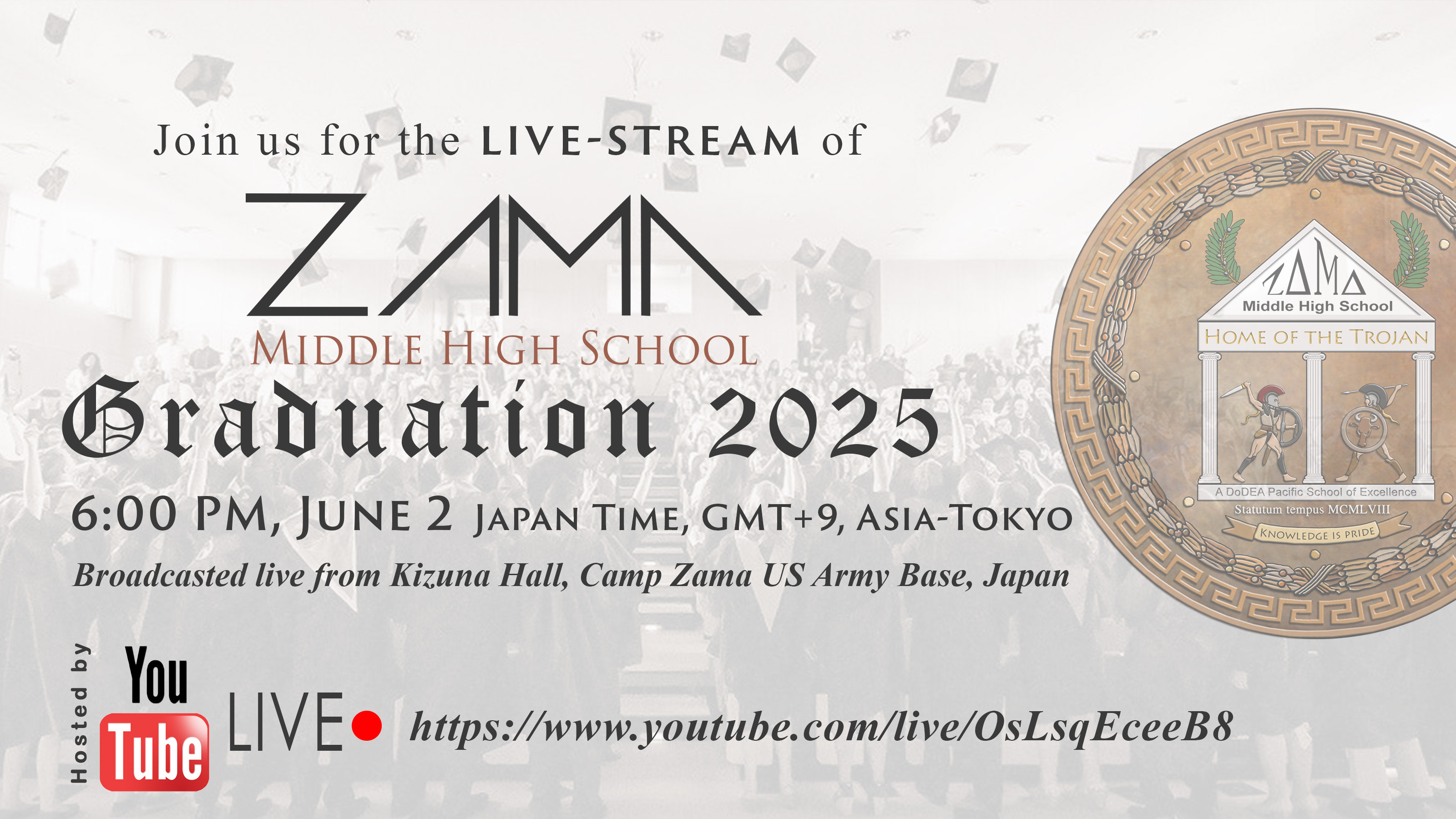 ZMHS Graduation 2025 Gradcast Livestream graphic
